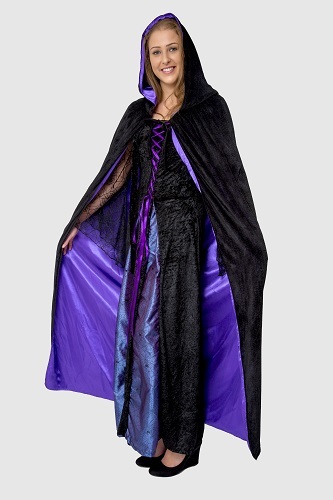 Adult Costume Cape Reversible Black W Purple Satin 1 1 1.jpg