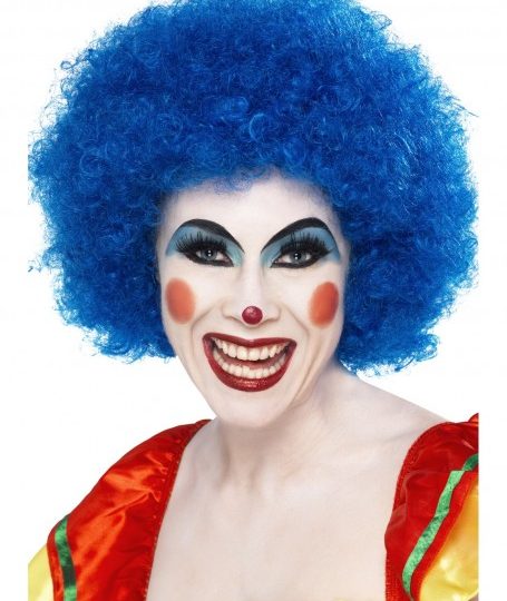 blue clown afro wig