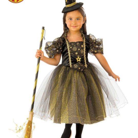 golden star witch costume, child