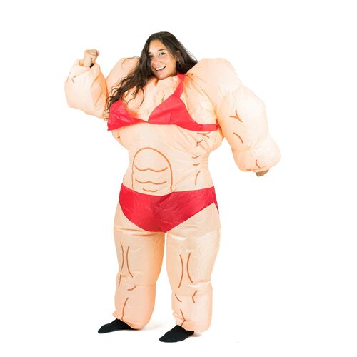 inflatable musclewoman costume front