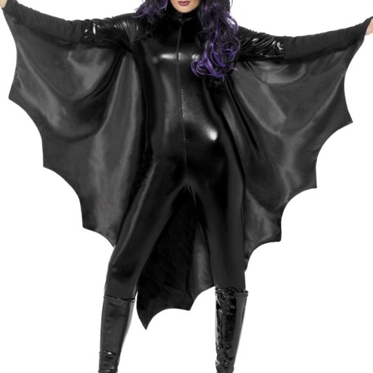 vampire bat wings, black, with high collar