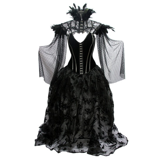 O Gothic Boned Overbust Corset Feather Scarf Skirt Set N19601 5 25 136 1 1.jpg