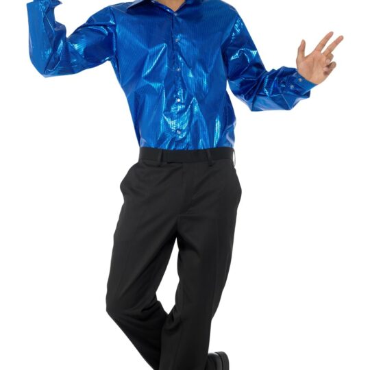 blue sequinned disco shirt