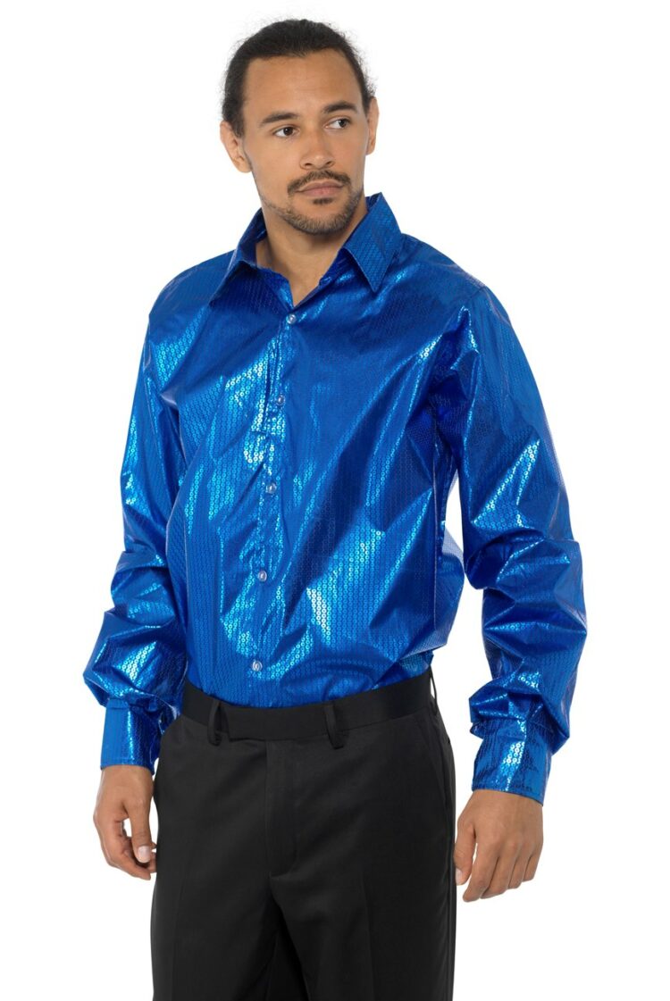 blue sequinned disco shirt