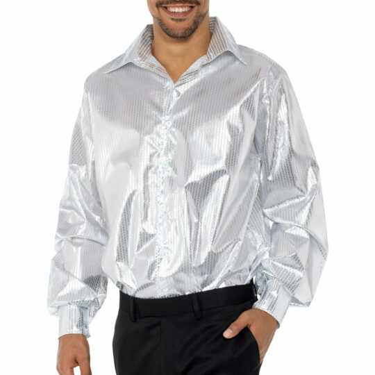 silver sequinned disco shirt