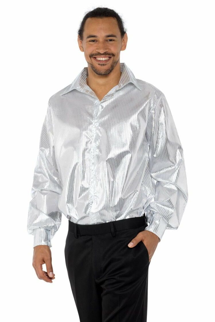 silver sequinned disco shirt