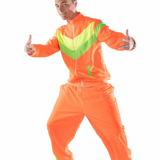 neon orange shell suit