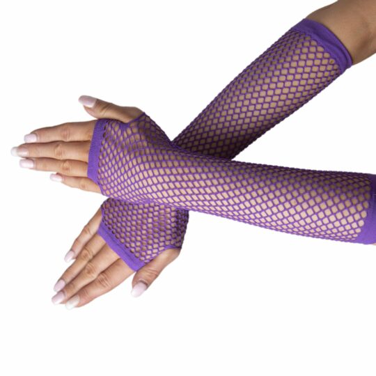 long fishnet gloves dark purple