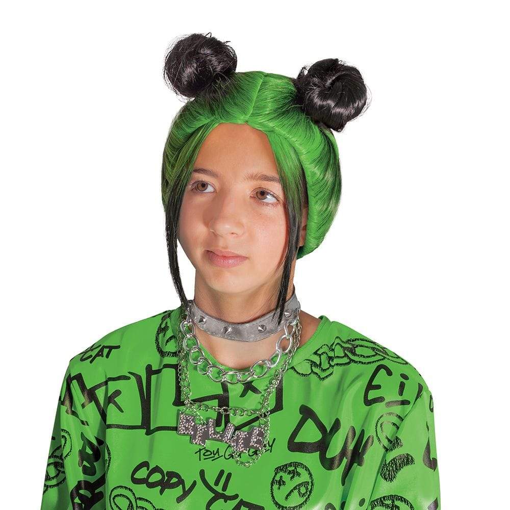 Billie Eilish Girls Double Bun Wig - Green - Party Australia