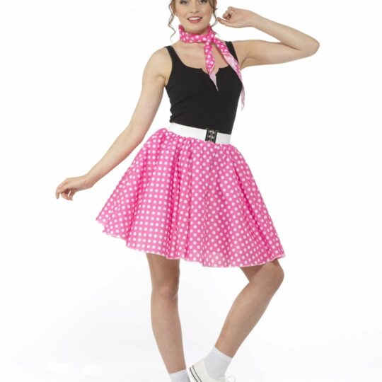 Dark Pink Polka Dot Skirt and Necktie - Party Australia