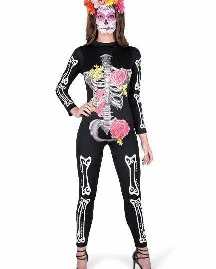 Day of the Dead Cat Suit Costume - Party Australia