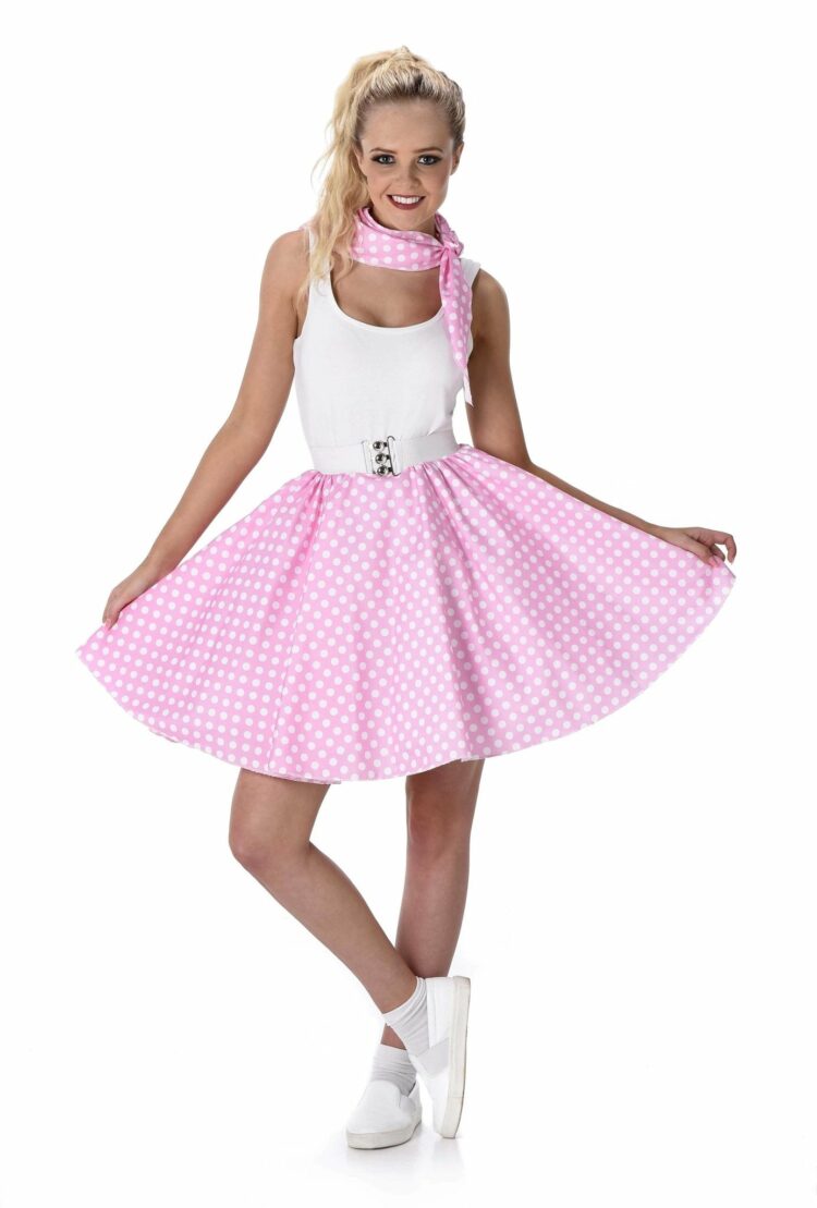 Light Pink Polka Dot Skirt and Necktie - Party Australia