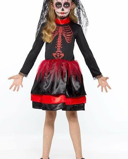 Red Skeleton Girl Costume - Party Australia