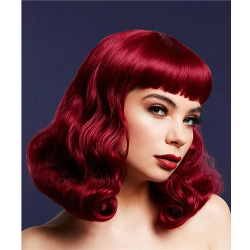 fever bettie wig with short fringe plum