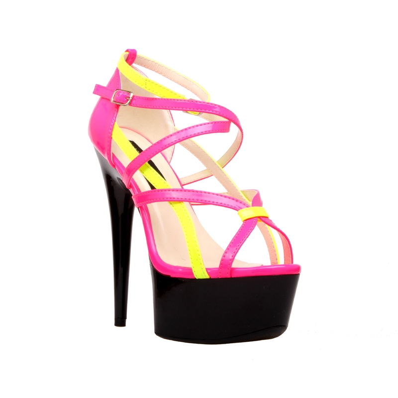 AMBER-501 NEON PINK AND YELLOW SHOES - Costume Wonderland