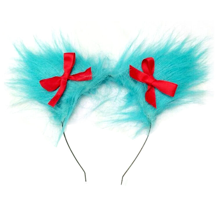 blue cat headband w.red bows