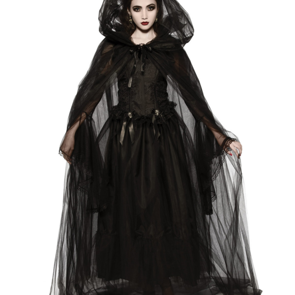 black ruffle cape