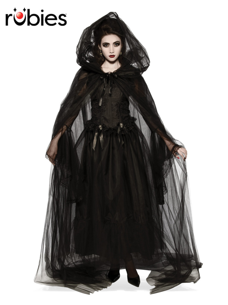 black ruffle cape