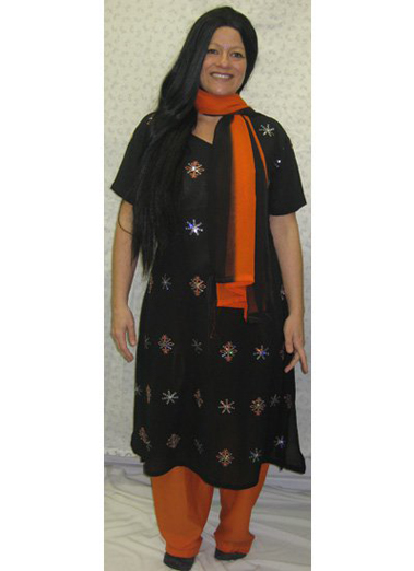 blk orange salwar kameez