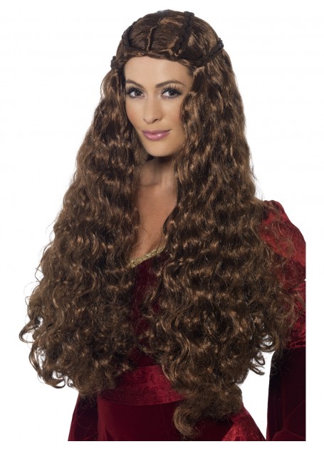brown medieval princess wig