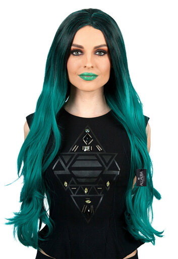 hollywood socialite ombre long green wig