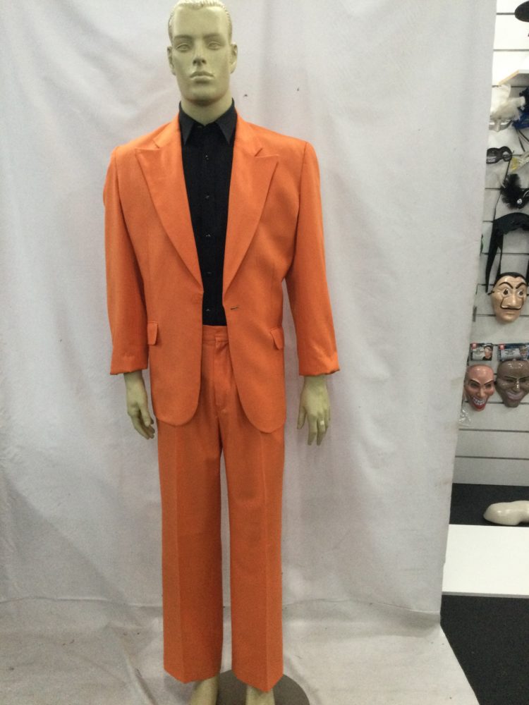 men's orange 80's suit