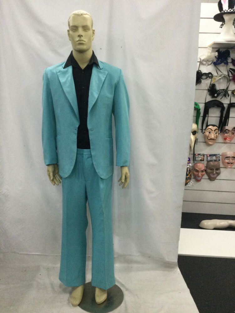 men's aqua blue 80's suit