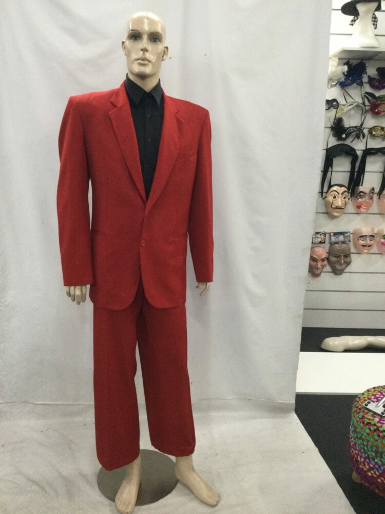 men's red 80's suit