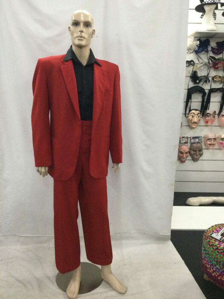 men's red 80's suit