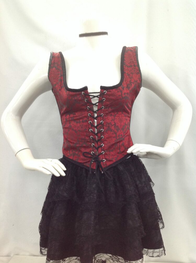 Corset Black Red Steel Boned