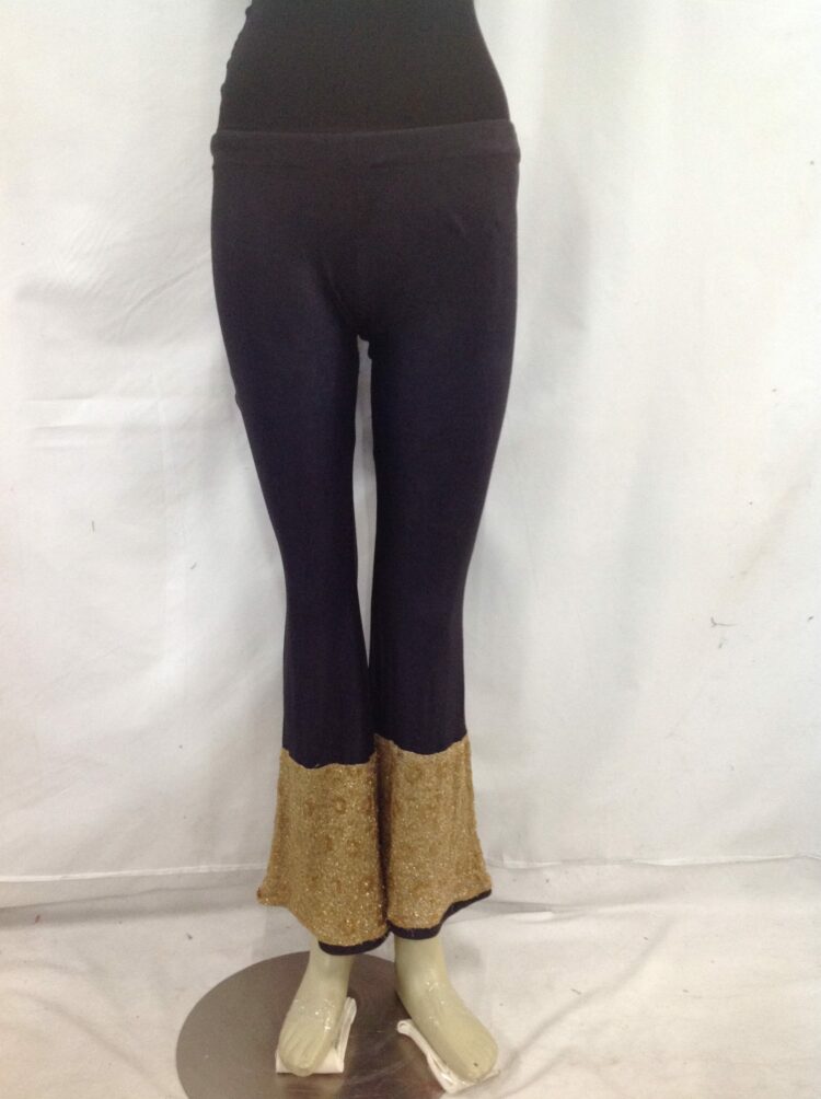 women's black & gold flares