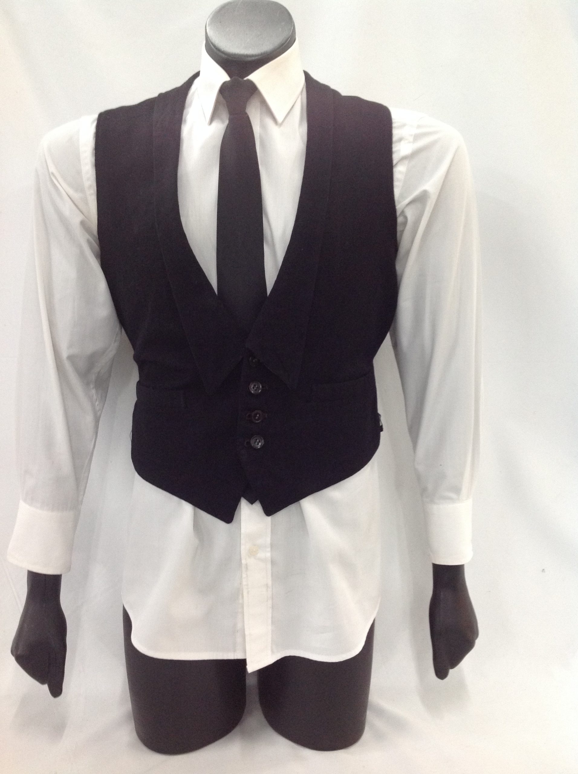 Low black waistcoat hotsell