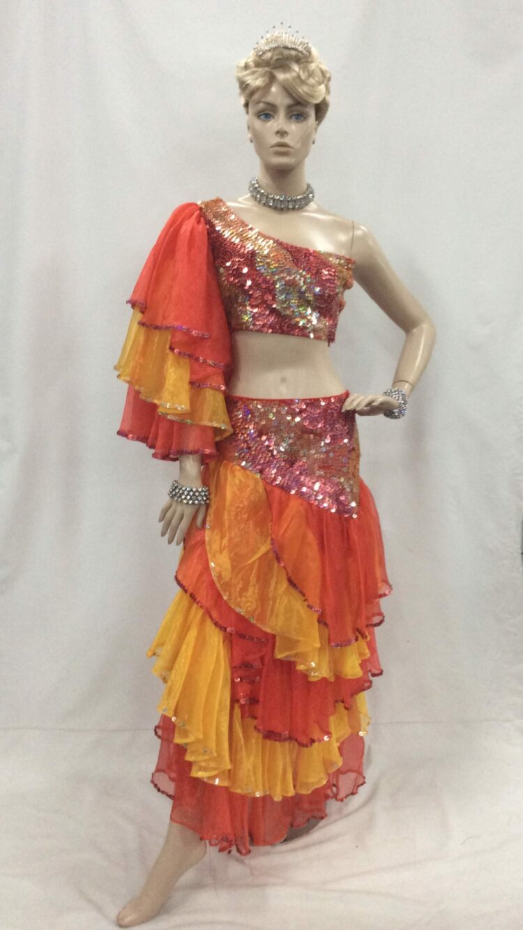 carnival showgirl red and yellow sequin