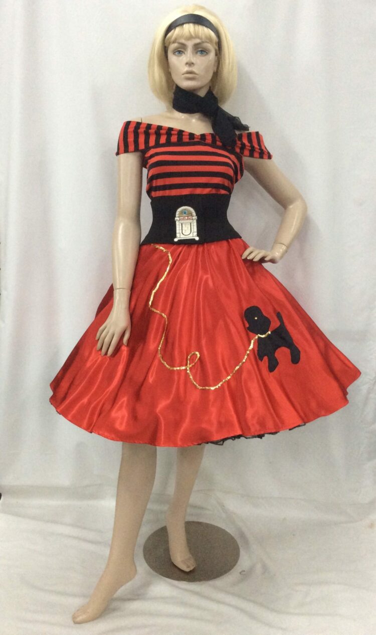 50s rock n roll costume red poodle