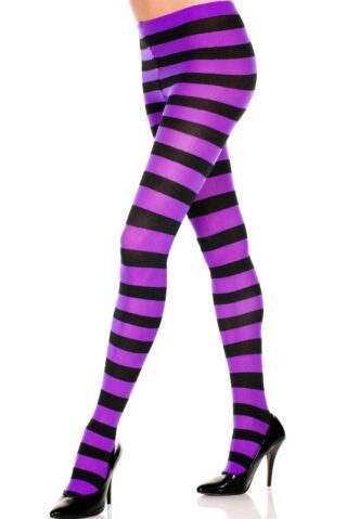 Purple Striped Opaque Tights