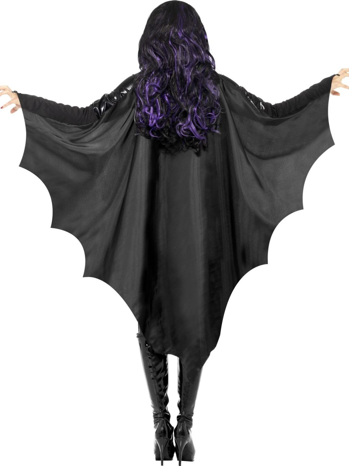 Vampire Bat Wings, Black, with High Collar - Costume Wonderland