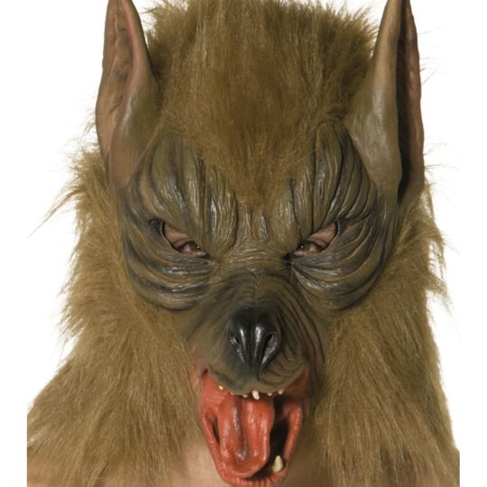 wolf mask, brown, overhead with fur