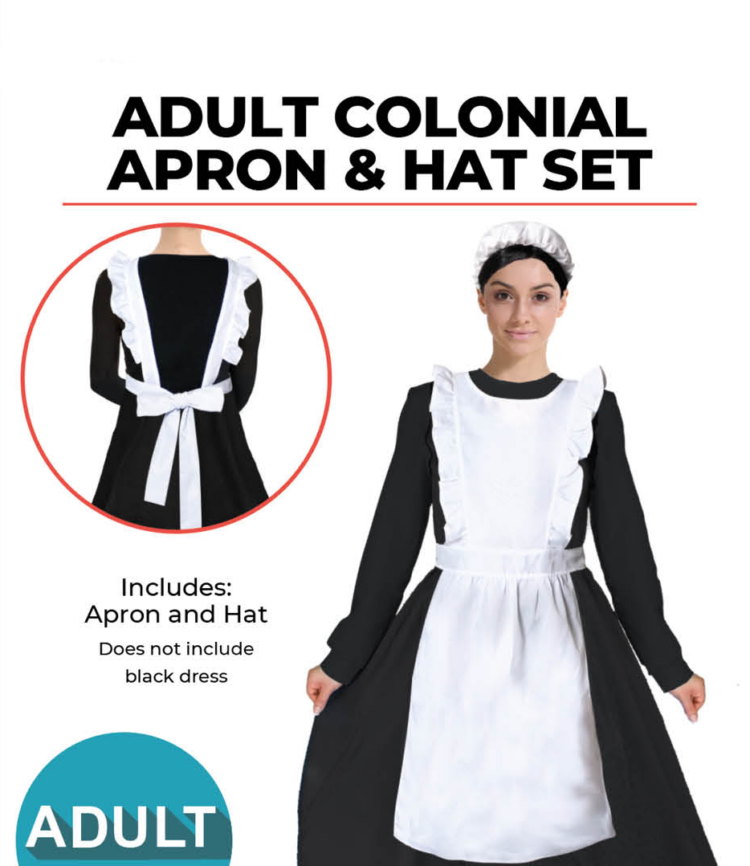 children colonial apron and hat