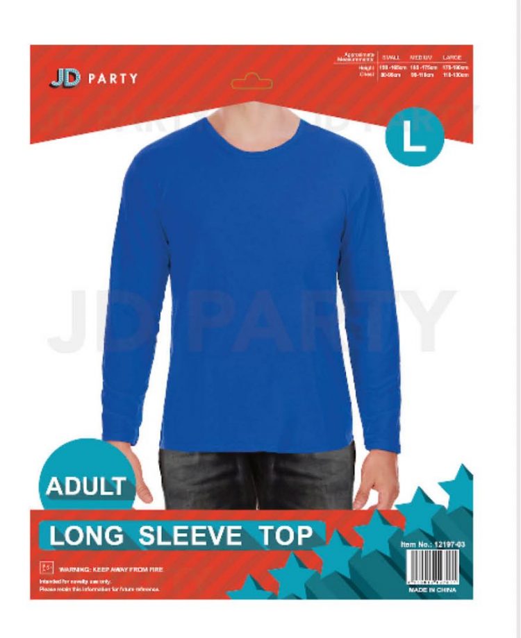 adult long sleeve top blue wiggle