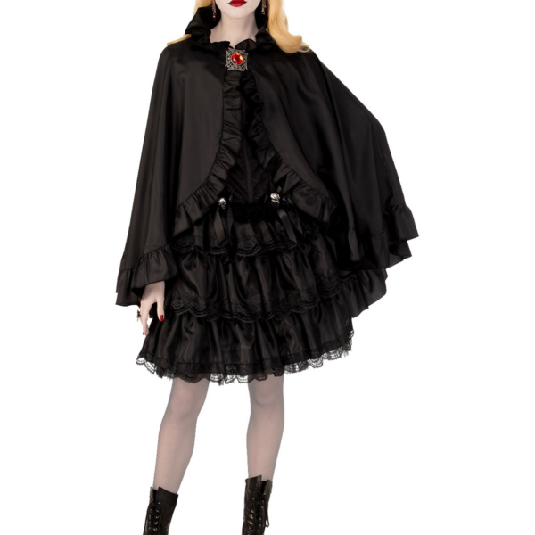 black ruffle cape