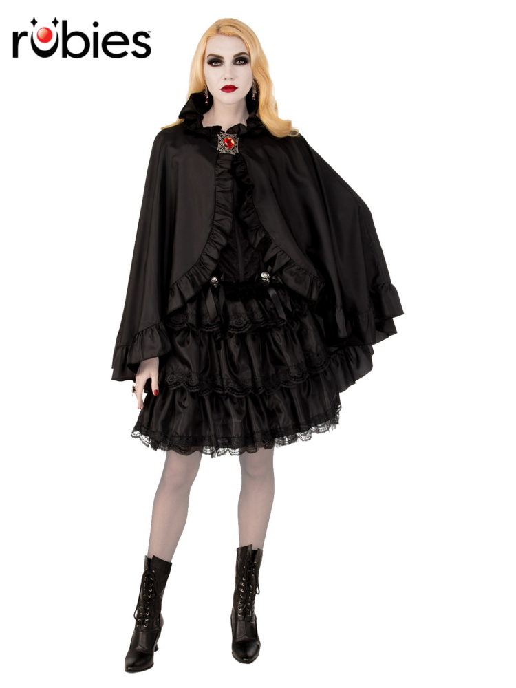 black ruffle cape