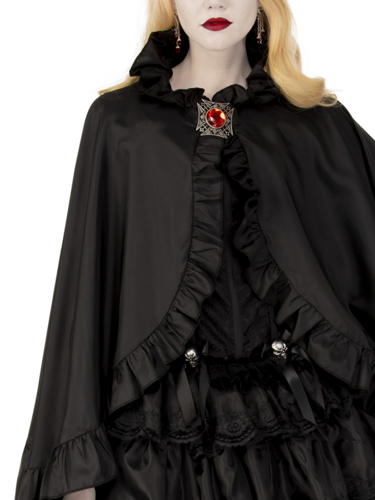 black ruffle cape