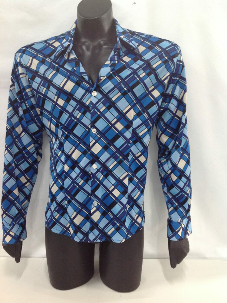 blue geometric shirt