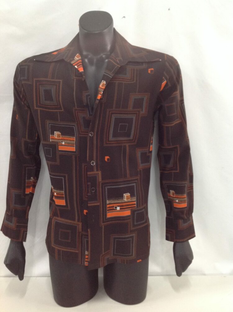 brown geometric shirt