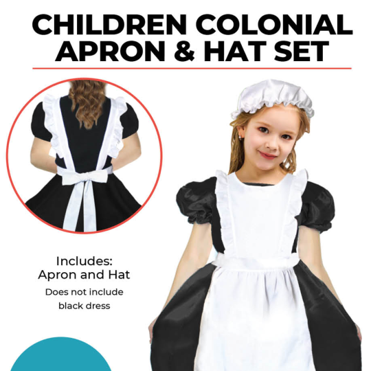 children colonial apron and hat
