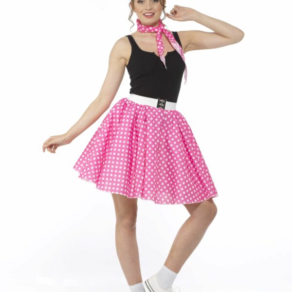 dark pink polka dot skirt and necktie 175852