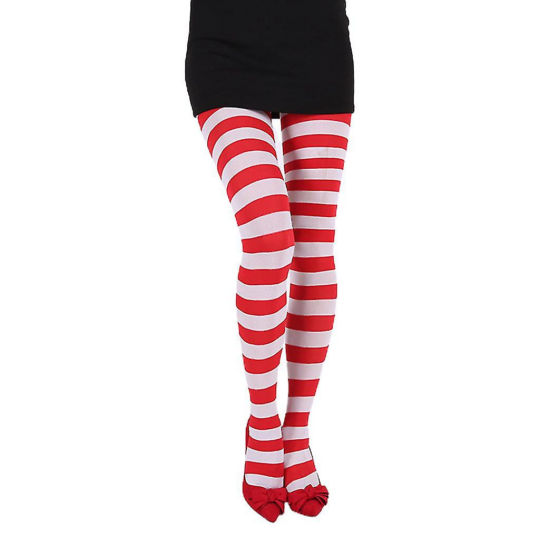 red and white striped tights