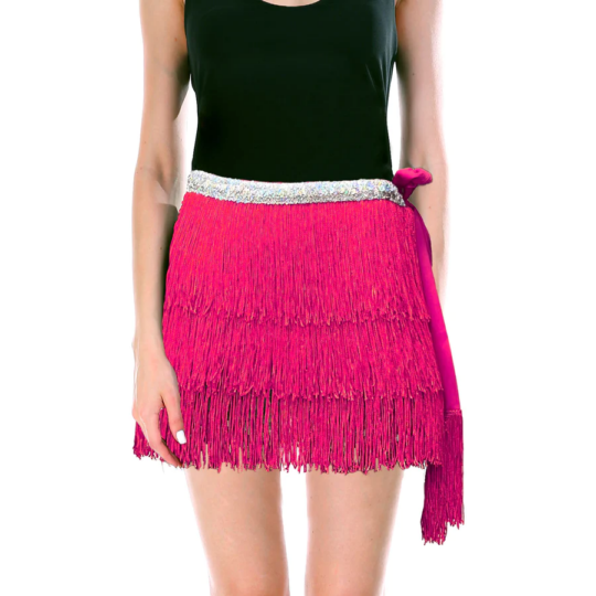 fringe skirt hot pink
