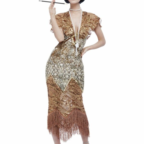 deluxe 20s sequin gold flapper