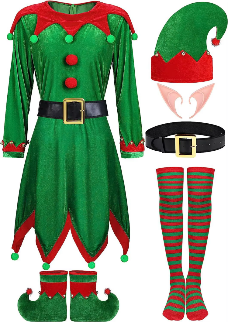 ladies velvet elf costume